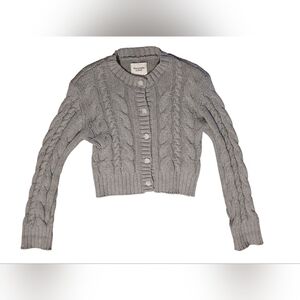 Abercrombie & Fitch Cable Knit Button Up Gray Cardigan Size Small